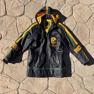 Green Bay Packers Black Leather Jacket